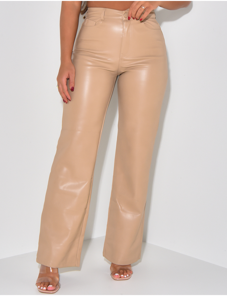 Pantalon en similicuir coupe large