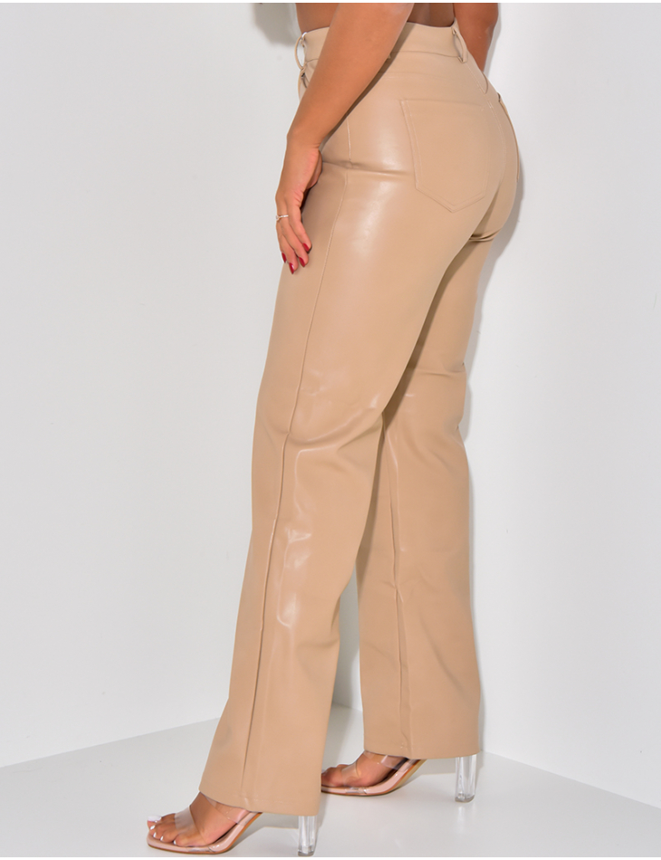 Pantalon en similicuir coupe large