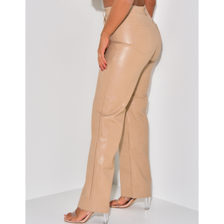 Pantalon en similicuir coupe large