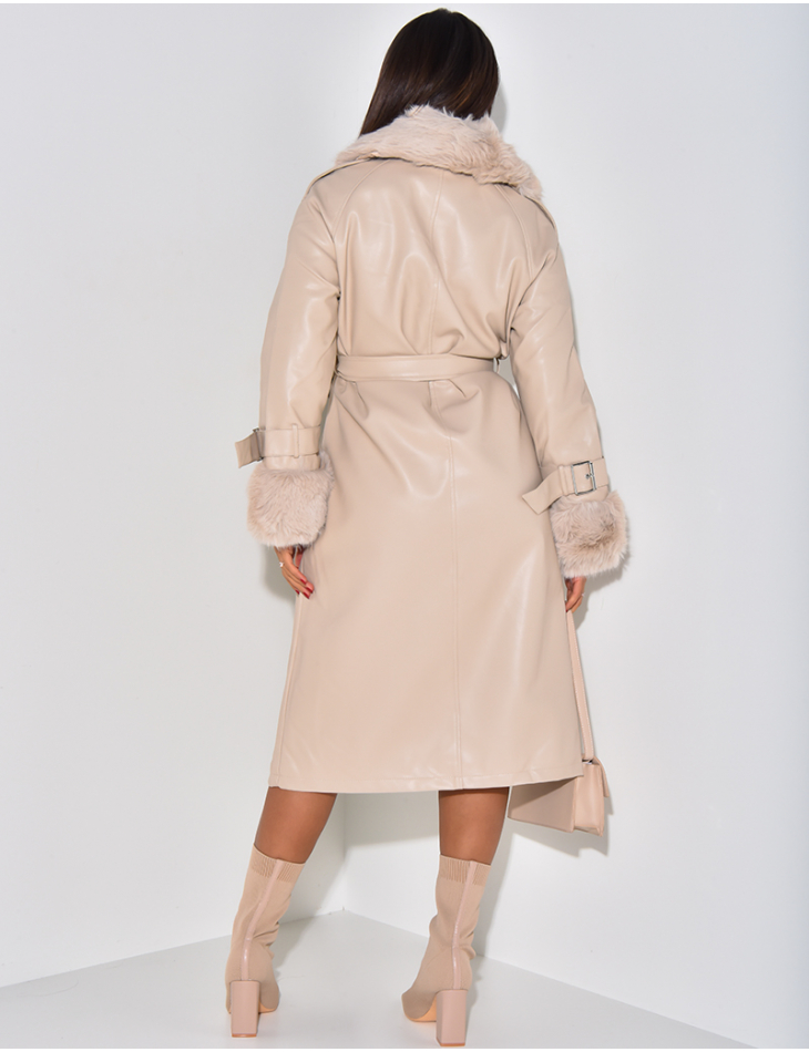 Manteau fourré en similicuir Manteau fourré en similicuir