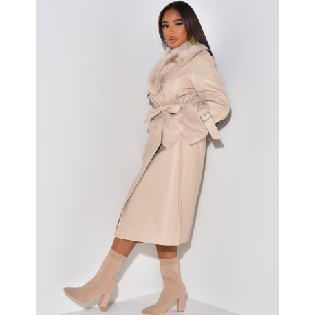 Manteau fourré en similicuir Manteau fourré en similicuir