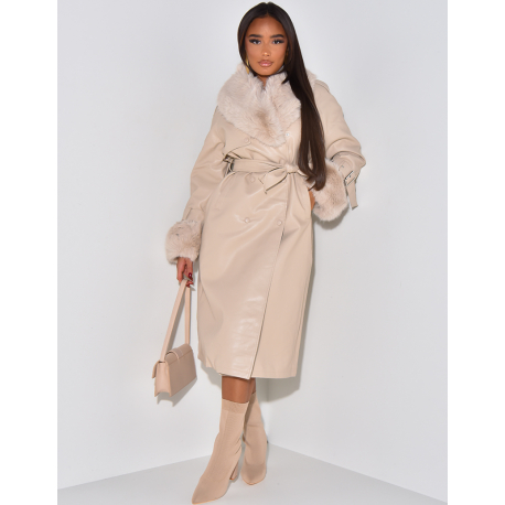 Manteau fourré en similicuir Manteau fourré en similicuir