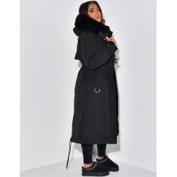 Langer Parka mit Kapuze aus Pelz
