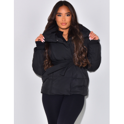 Mid-length quilted down jacket to tie   Mid-length quilted down jacket to tie