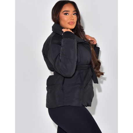 Mid-length quilted down jacket to tie   Mid-length quilted down jacket to tie