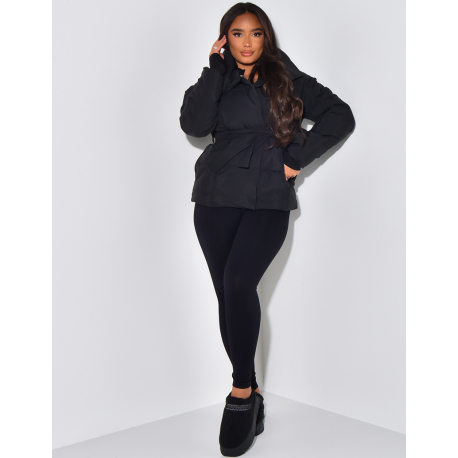 Mid-length quilted down jacket to tie   Mid-length quilted down jacket to tie