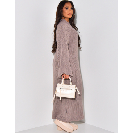 Robe en laine à manches retroussées Robe en laine à manches retroussées