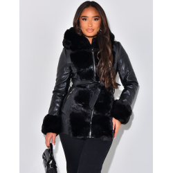 Doudoune cuir avec fourrure shop