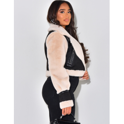 Veste aviateur courte à fourrure Veste aviateur courte à fourrure