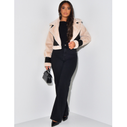 Veste aviateur courte à fourrure Veste aviateur courte à fourrure