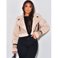 Short faux fur aviator jacket Short faux fur aviator jacket
