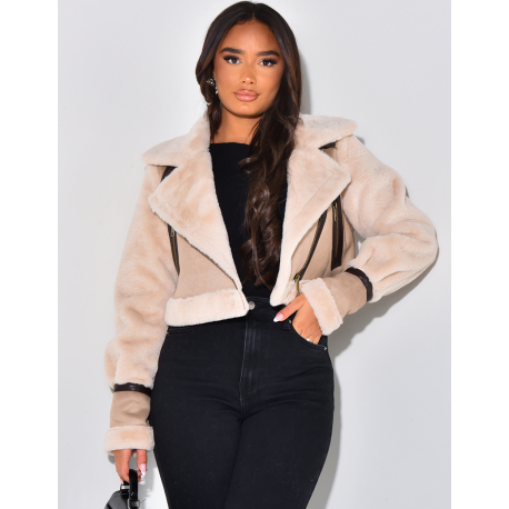 Short faux fur aviator jacket Short faux fur aviator jacket