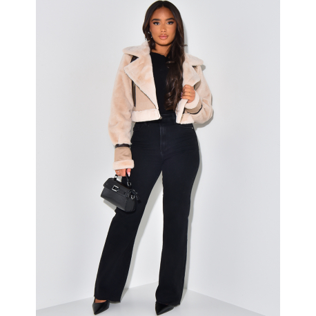 Short faux fur aviator jacket Short faux fur aviator jacket