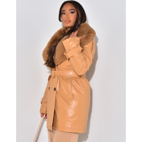 Mid length faux leather jacket 2025
