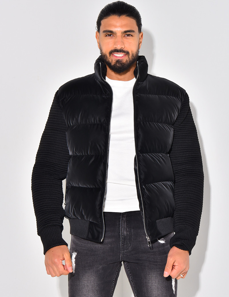 Bombers matelassé bi-matière