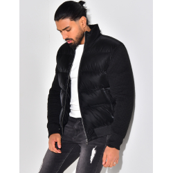 Bombers matelassé bi-matière