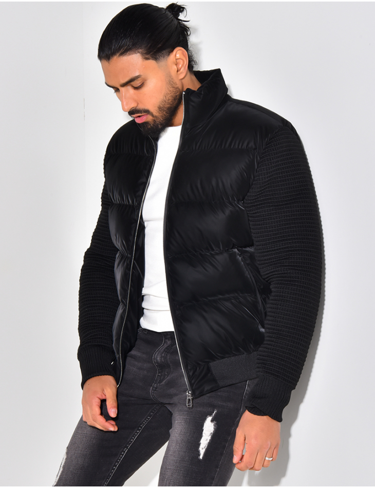 Bombers matelassé bi-matière