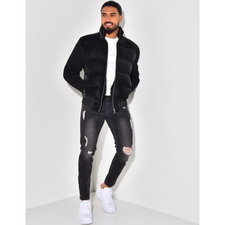 Bombers matelassé bi-matière