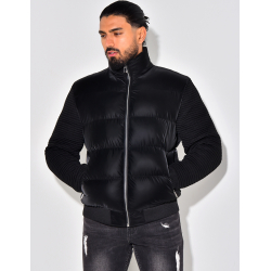 Bombers matelassé bi-matière