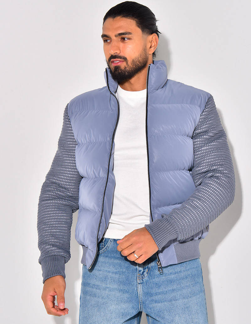 Bombers matelassé bi-matière