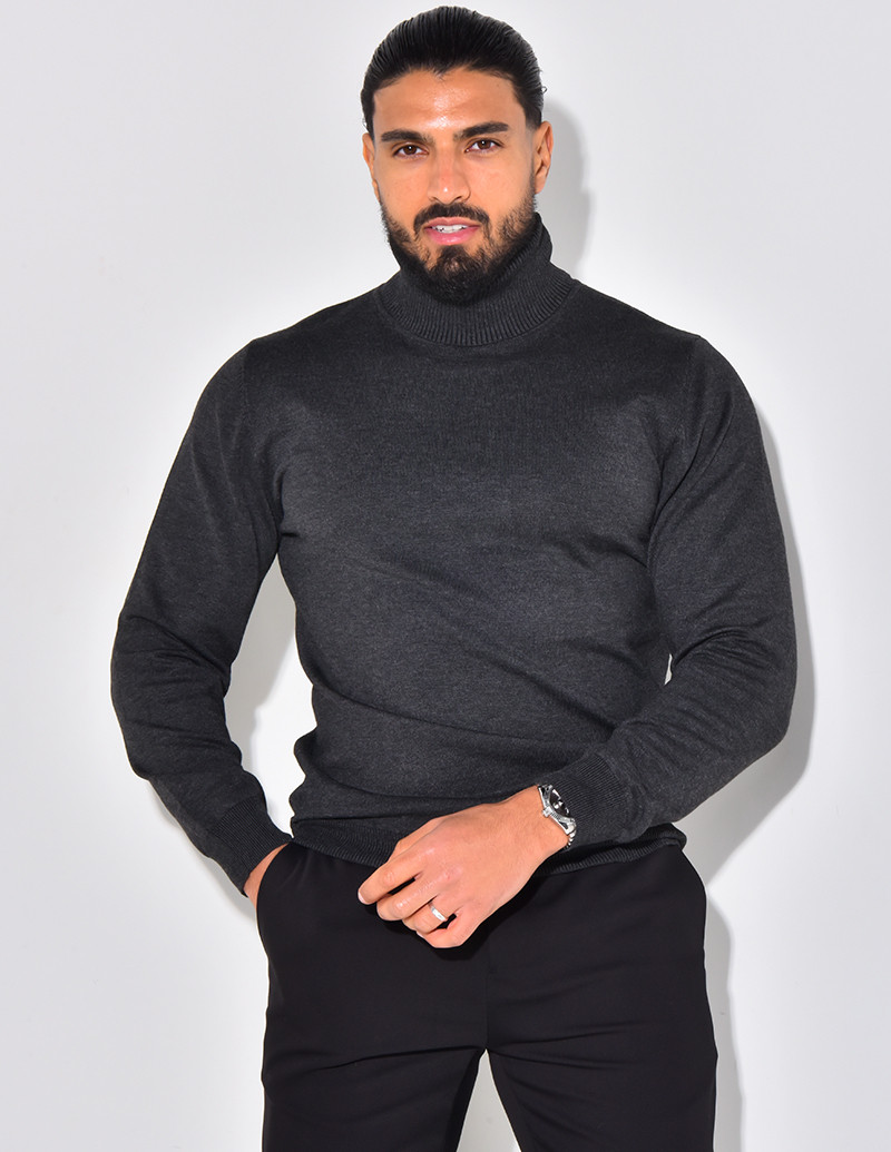 Pull fin col roulé
