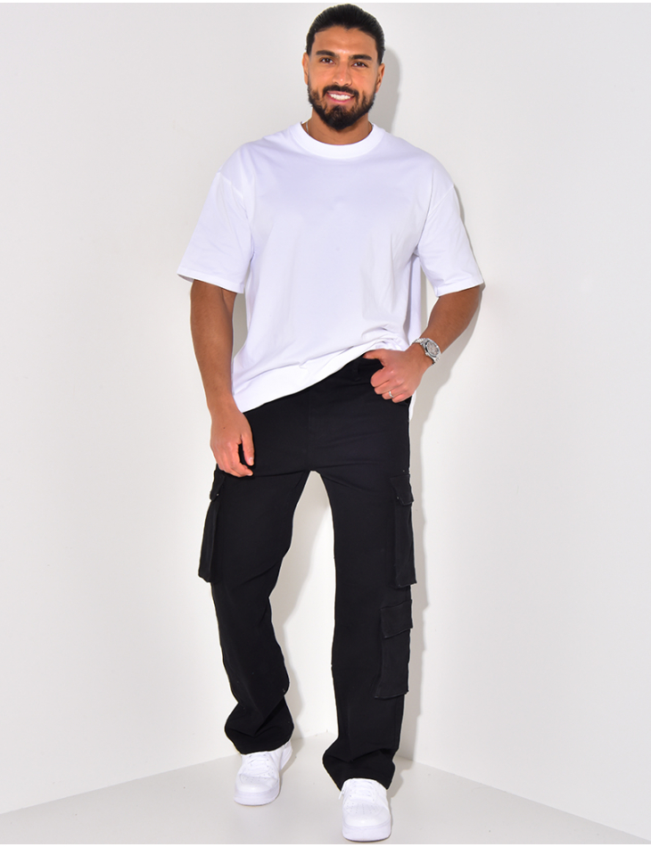 Jeans large à poches
