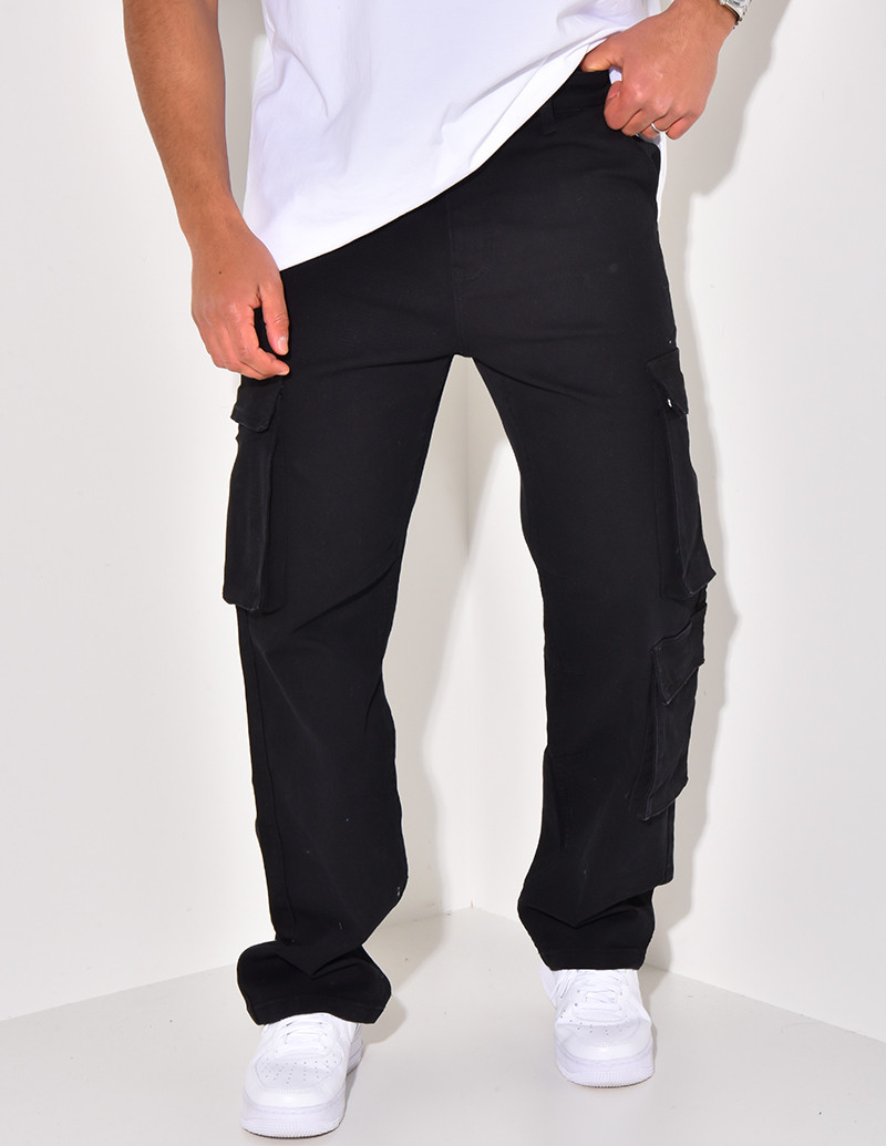 Jeans large à poches