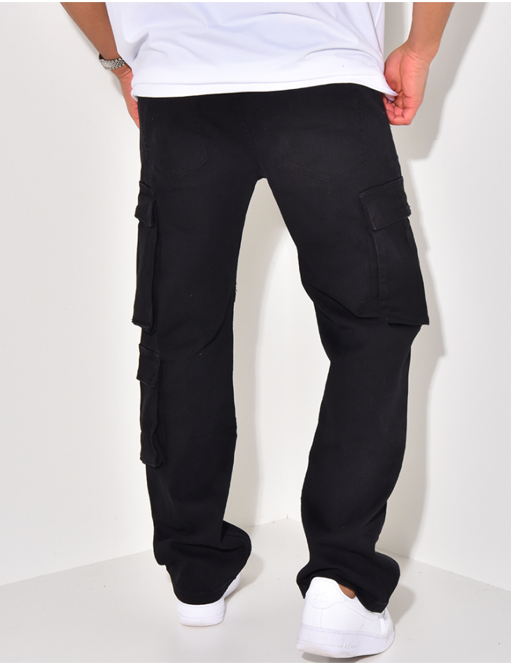 Jeans large à poches
