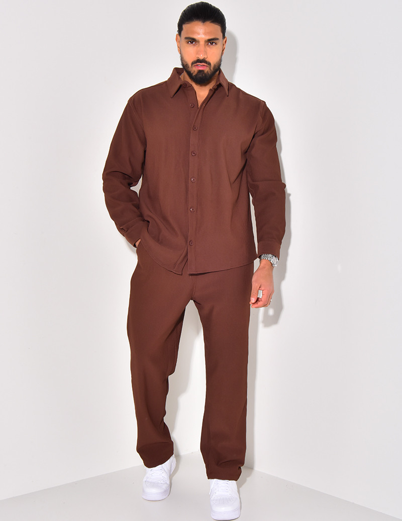 Ensemble pantalon et chemise plissé