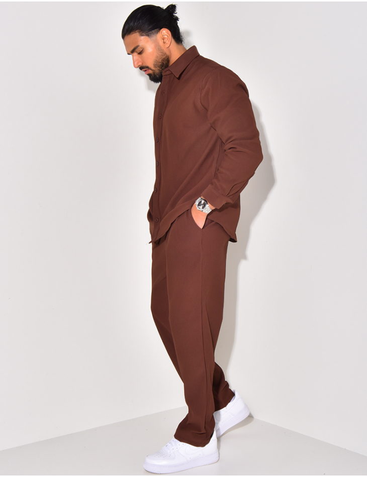 Ensemble pantalon et chemise plissé
