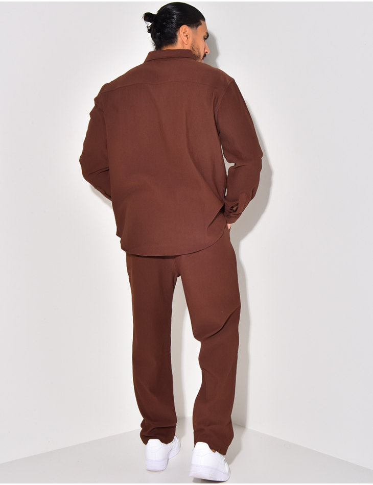 Ensemble pantalon et chemise plissé