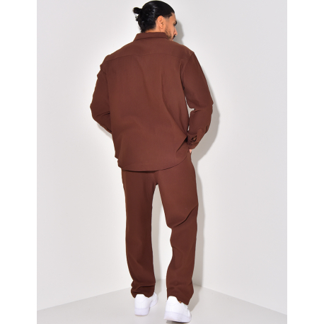 Ensemble pantalon et chemise plissé