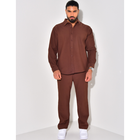 Ensemble pantalon et chemise plissé