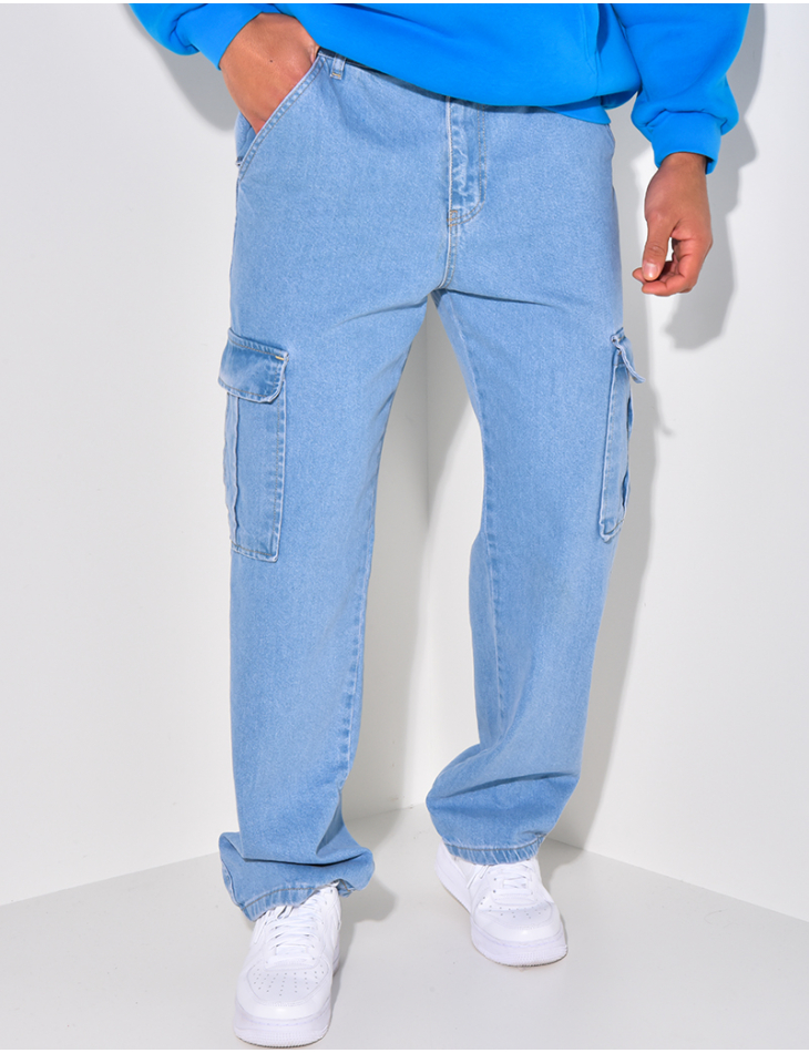 Jeans coupe large à poches