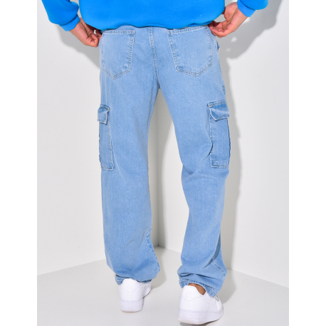 Jeans coupe large à poches