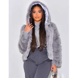 Veste en fausse fourrure à capuche Veste en fausse fourrure à capuche