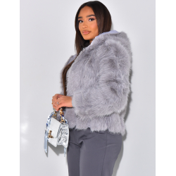 Veste en fausse fourrure à capuche Veste en fausse fourrure à capuche