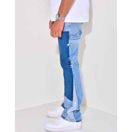 Jeans à empiècements et poches, évasé aux chevilles Jeans à empiècements et poches, évasé aux chevilles