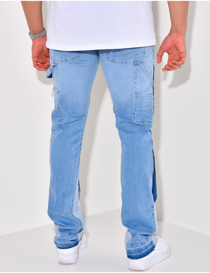 Jeans à empiècements et poches, évasé aux chevilles Jeans à empiècements et poches, évasé aux chevilles