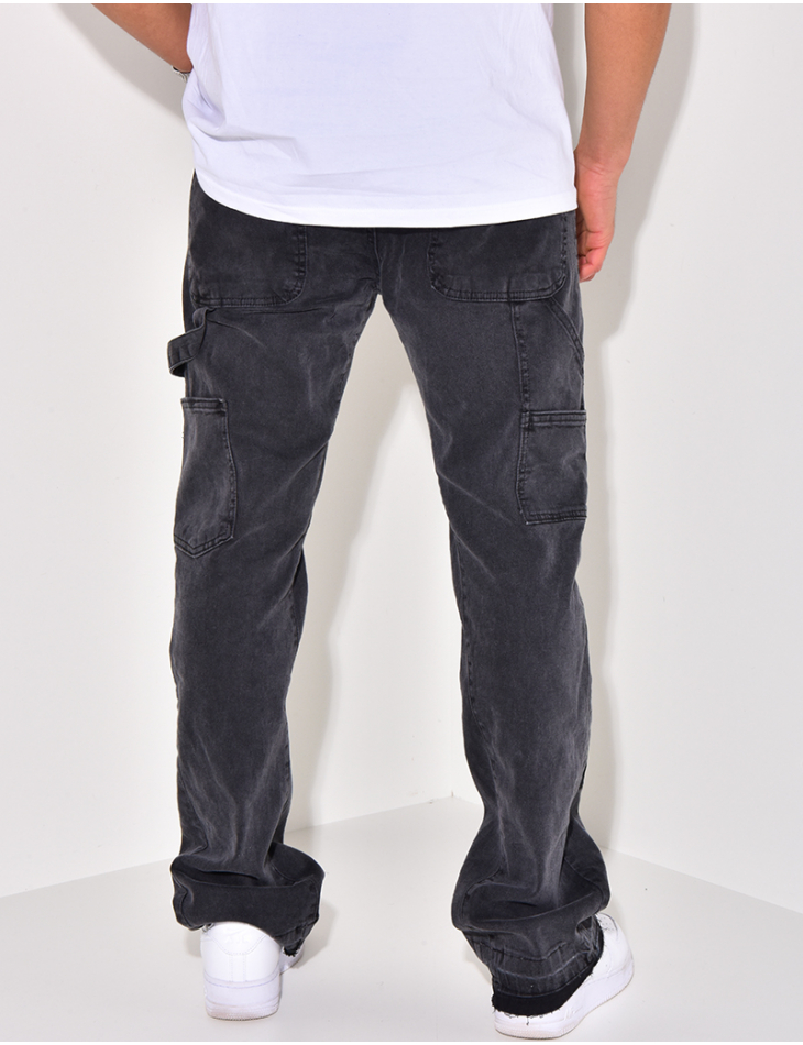 Jeans à empiècements et tâches de peinture, évasé aux chevilles Jeans à empiècements et tâches de peinture, évasé aux chevilles