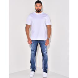 Jeans destroy à empiècements, évasé aux chevilles Jeans destroy à empiècements, évasé aux chevilles