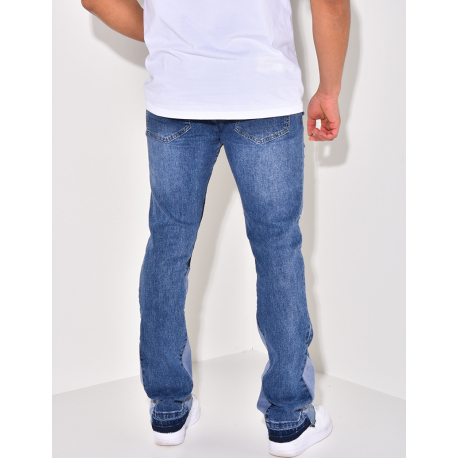 Jeans destroy à empiècements, évasé aux chevilles Jeans destroy à empiècements, évasé aux chevilles