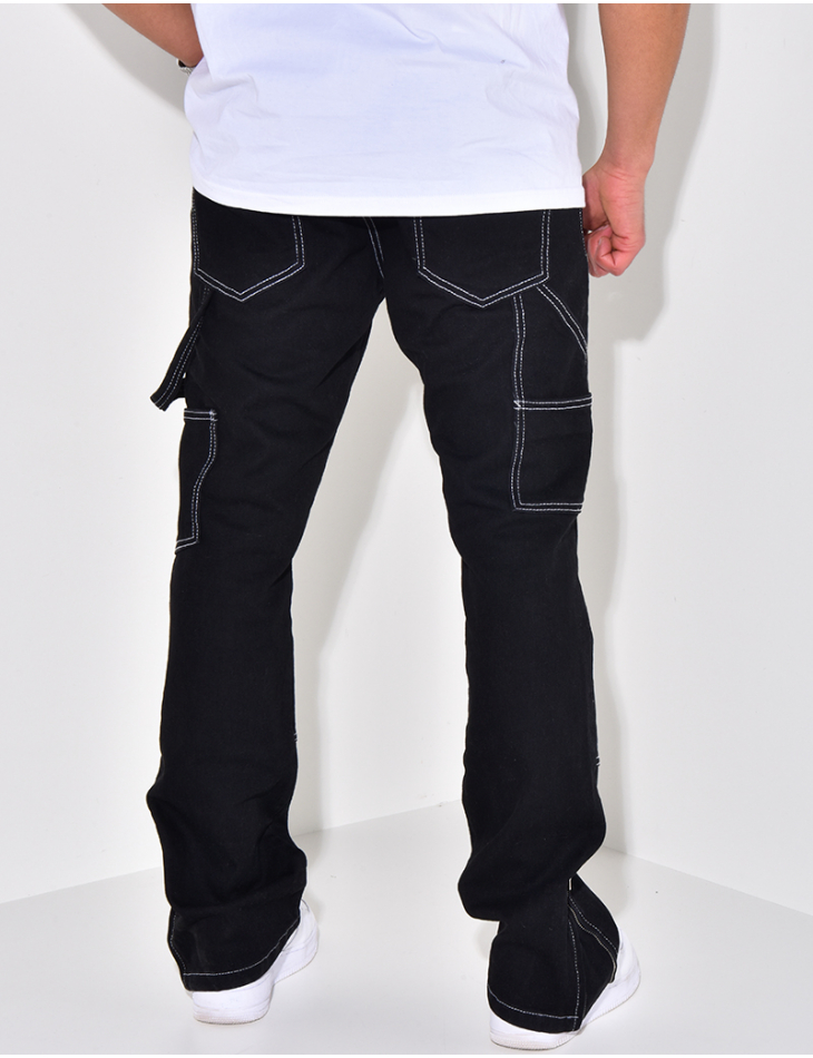 BALEAF Pantalon De Randonnée Pour Homme à Séchage Rapide, Résistant à L'eau, Léger, Taille élastique, Pantalon De Survêtement Cargo D'extérieur Avec Poches Zippées, Noir/blanc, Petit