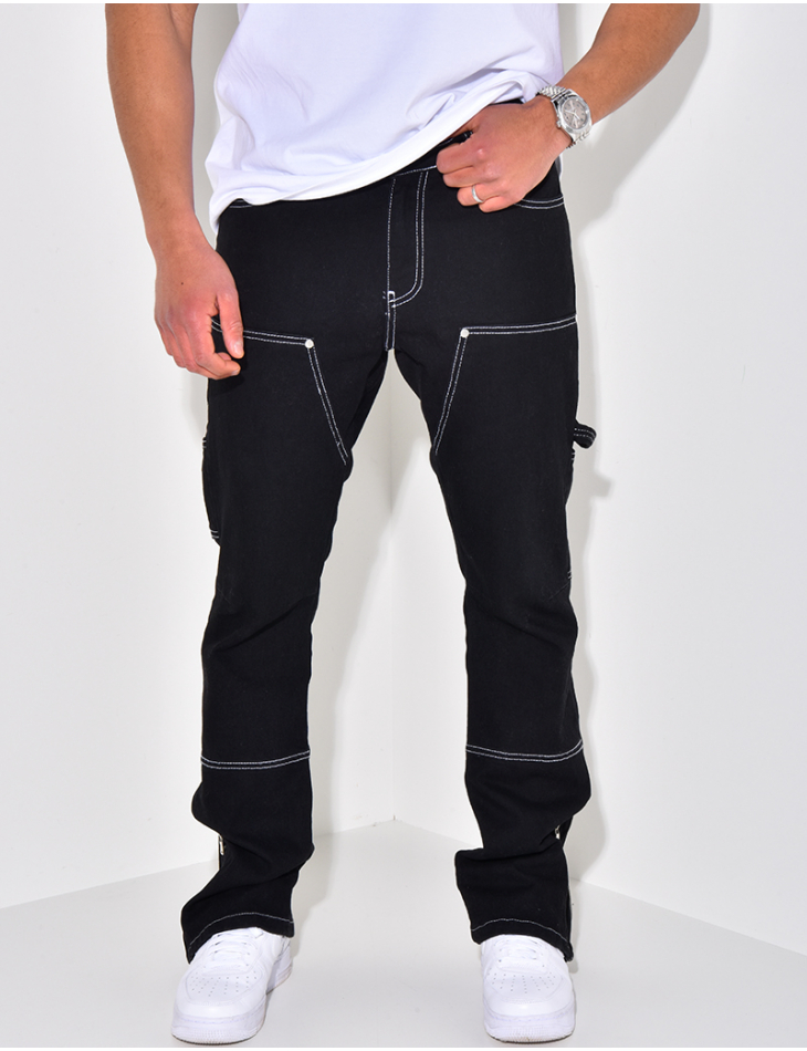 Pantalon cargo avec poches et fermeture éclair