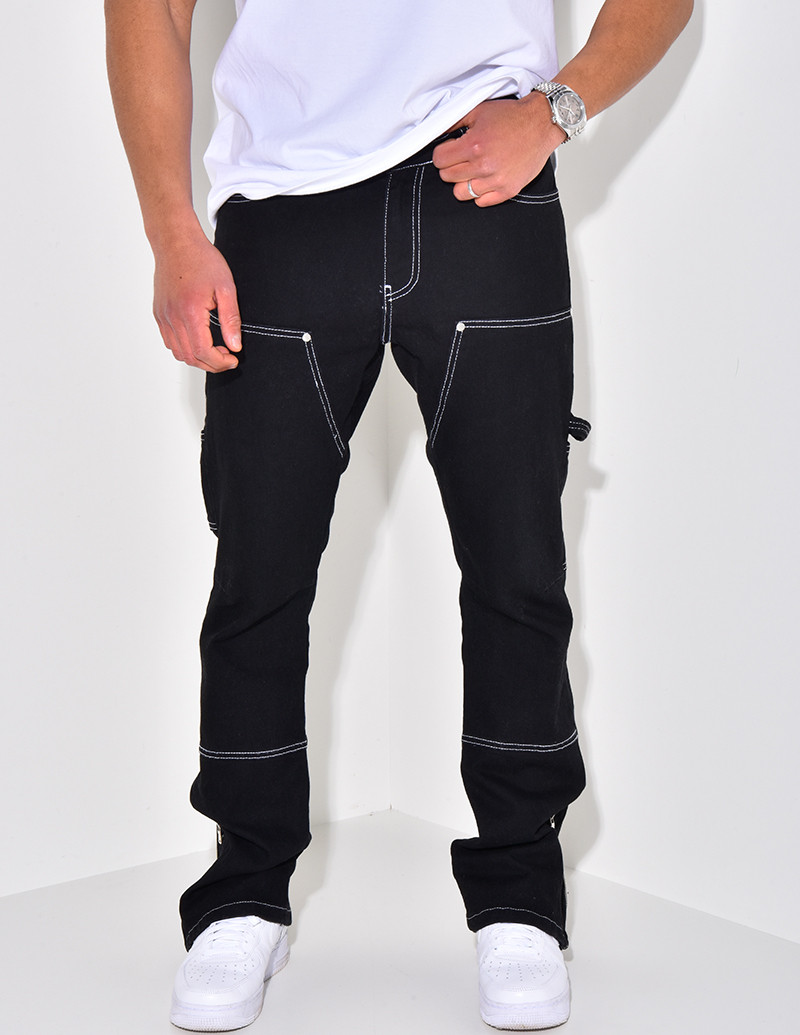 Pantalon cargo avec poches et fermeture éclair