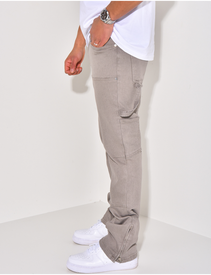 Jeans large à fermeture éclaire aux chevilles Jeans large à fermeture éclaire aux chevilles