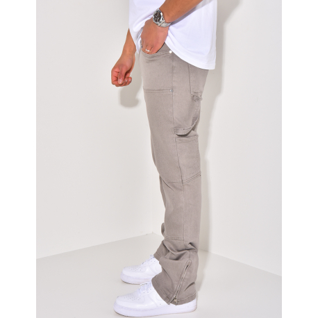 Jeans large à fermeture éclaire aux chevilles Jeans large à fermeture éclaire aux chevilles