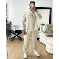 Ensemble pantalon et polo à col tunisien Ensemble pantalon et polo à col tunisien