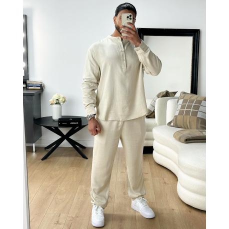 Ensemble pantalon et polo à col tunisien Ensemble pantalon et polo à col tunisien