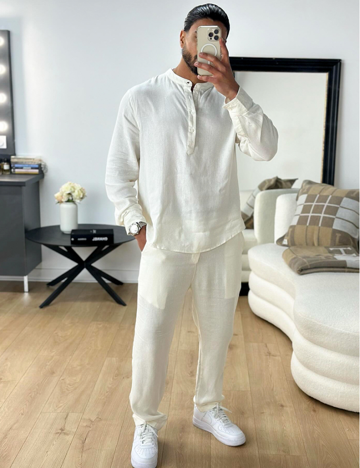 Ensemble pantalon et polo à col tunisien